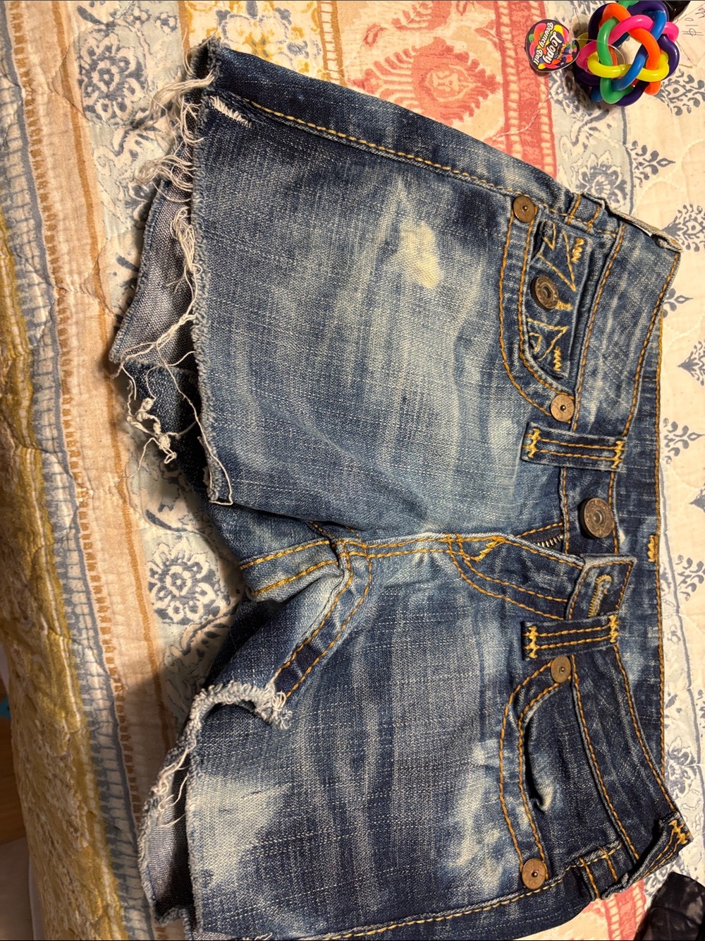 True Religion Distressed Denim Shorts in Blue
